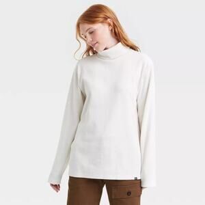 Houston Women's Long Sleeve Turtleneck T Shirt Off White Size XL